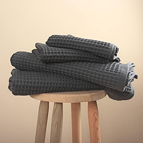 Luxury Waffle Towel Set 4 Pieces Anthracite