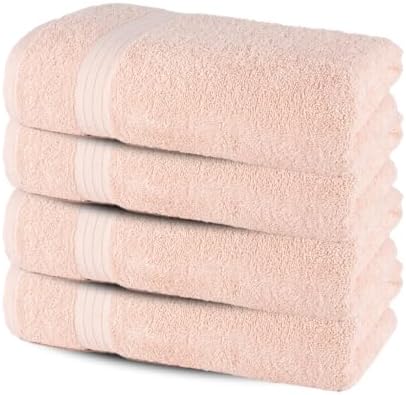 Textila Bath Towels - 30x60 Inch Pack of 4 Light Peach