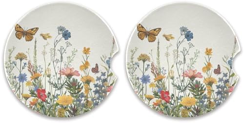 Wildflowers Car Cup Holder Coasters 2 Pack