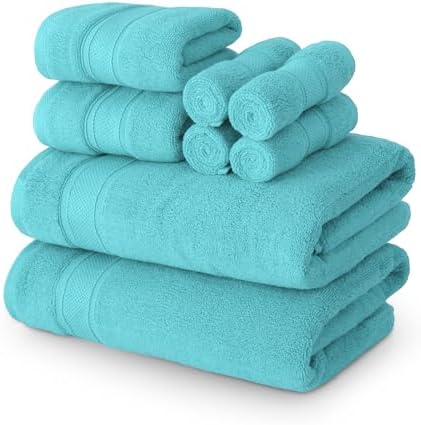 MoNiBloom 8-Piece Cotton Bath Towel Set - Turquoise