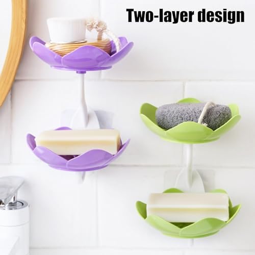 Double Layer Soap Dish with Suction Cup Holder