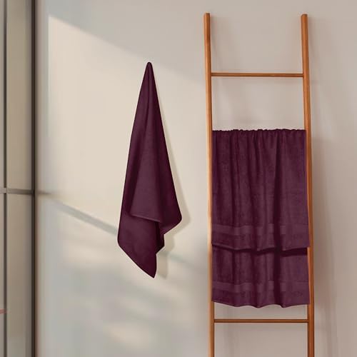 GLAMBURG Premium Cotton 4 Pack Bath Towel Set - Burgundy
