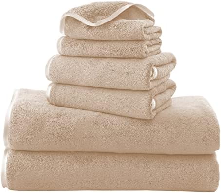 TENSTARS Luxury Silk Hemming Towel Set - 6 Pieces Brown 1