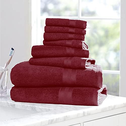 BOUTIQUO 8 Piece Towel Set - Ultra Soft Hotel Spa Quality Burgundy