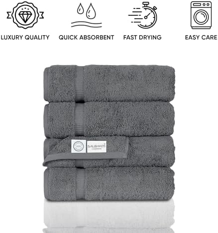 SALBAKOS Premium 4 Piece Bath Towel Set - Gray