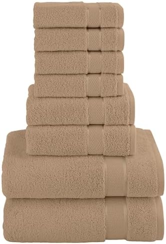 Elegant Comfort Premium Cotton 8-Piece Towel Set in Taupe