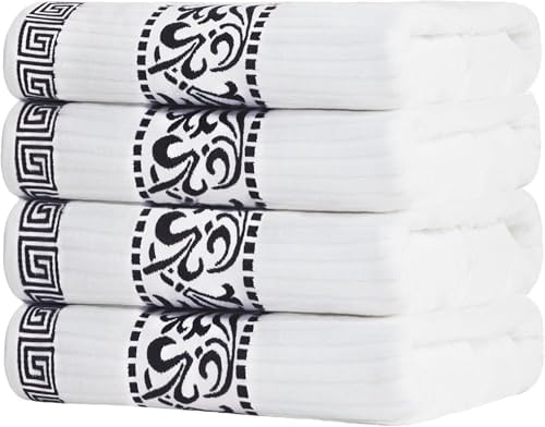 Superior 4-Piece Bath Towel Set with Greek Trim
