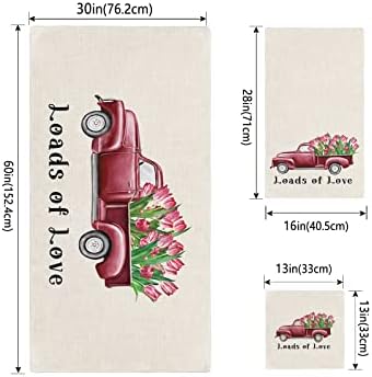 3 Piece Bath Towel Set with Red Tulip Design
