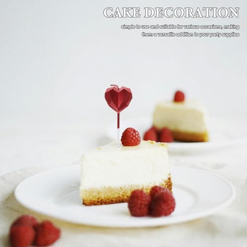 Happy Birthday Candles 8 Pcs Heart Shape for Cake and Wedding