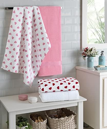 Cackleberry Home Red Hearts Bath Towels Set of 2