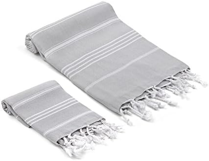 OliveLinen Bodrum Turkish Towel Set Light Gray