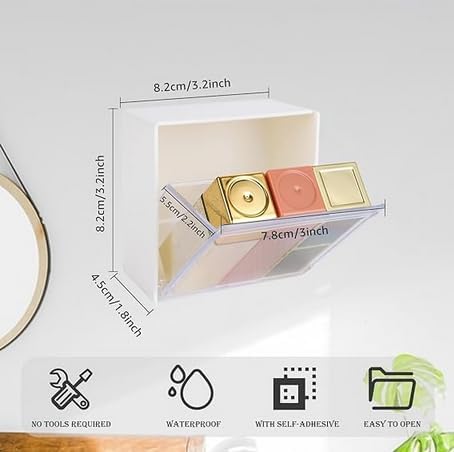 Waterproof Cotton Swab Holder Box with Flip Lid Wall Mounted Organizer