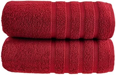 HALLEY Turkish 2 Pack Bath Towels - 650 GSM Red