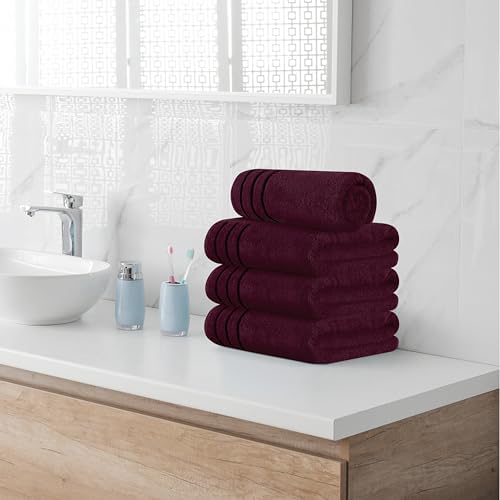 MyOwn Ultra Soft 4 Pack Bath Towel Set 27x54 Inches Burgundy