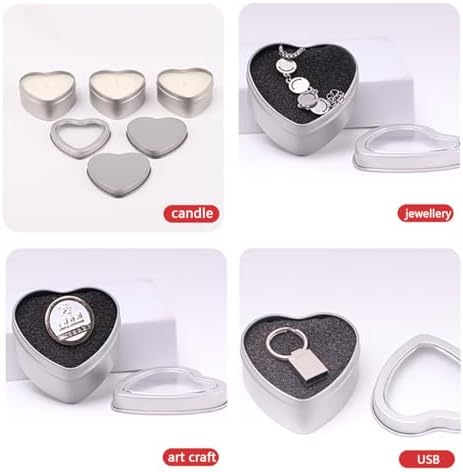 18 Pcs Heart Shaped Metal Cans with Clear Lids for Art Crafts