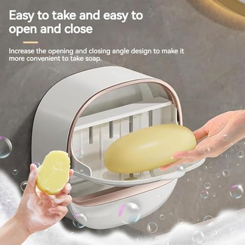 Luxury Soap Holder with Drain Tray and Flip Lid