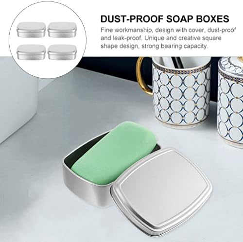 Zerodeko Aluminum Square Soap Dish with Lids 4pcs Set
