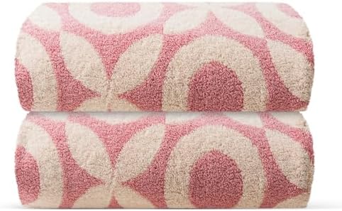OX Pink Bath Towels Set of 2 Cotton 27x55 Inch