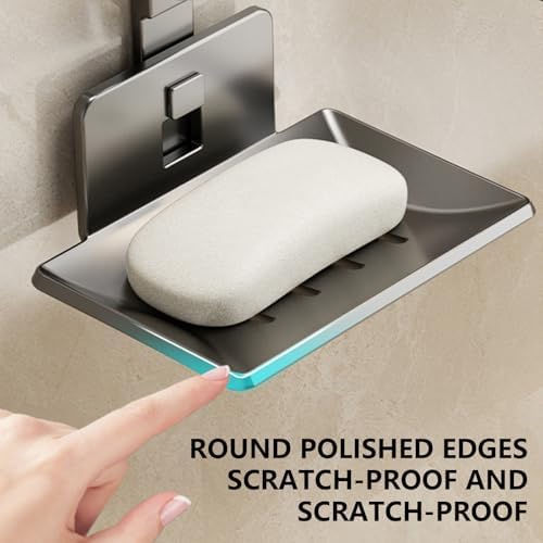 Strong Suction Cup Soap Dish Sturdy Aluminum ABS Wall Mount Holder
