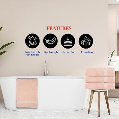 Textila Bath Towels - 30x60 Inch Pack of 4 Light Peach