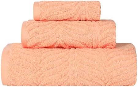 Superior Cotton Chevron 3-Piece Towel Set - Peach