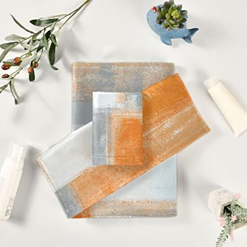 PATINISA Orange Grey Bath Towel Set of 3 1