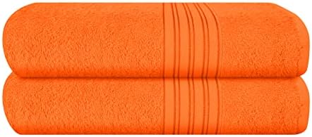 BOUTIQUO 2 Pack 28x55 Cotton Bath Towels Orange