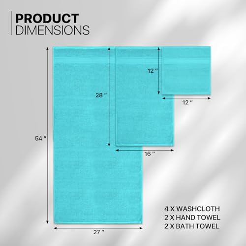 MoNiBloom 8-Piece Cotton Bath Towel Set - Turquoise