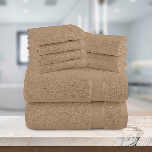 Elegant Comfort Premium Cotton 8-Piece Towel Set in Taupe