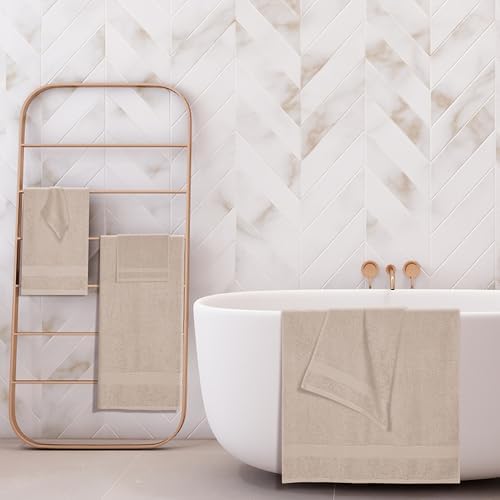BOUTIQUO 6 Pack Cotton Towel Set - Tan