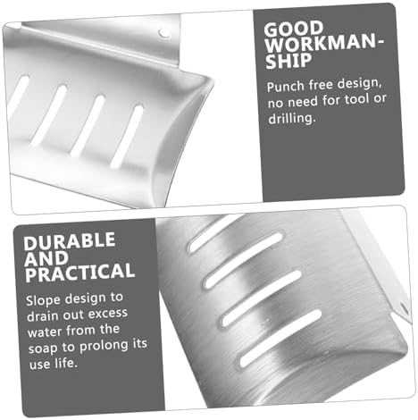 HOLIDYOYO Soap Dish Holder Wall Mount Rustproof Silver for Bathroom 1