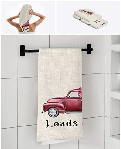 3 Piece Bath Towel Set with Red Tulip Design