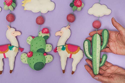 Handmade Felt Llama Mobile Boho Cactus Crib Decor