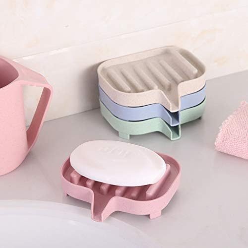 Yu2d 2PC Flexible Bathroom Soap Dish Holder with Drain Pink