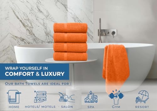 DAN RIVER 100 Cotton Bath Towels 27x54 4-Pack Orange
