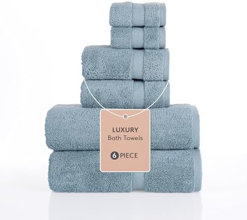 TrendShine Indigo 100 Turkish Cotton Towel Set of 6