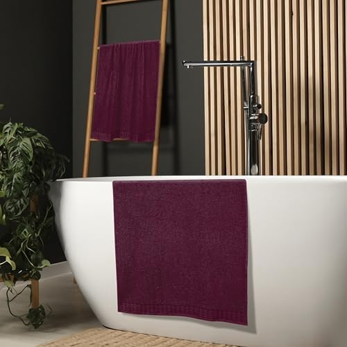 MALLONI HOME Cotton Bath Towel Set 28x55 Inches Burgundy