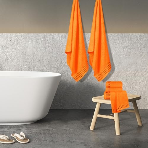 Ultra Soft Cotton Towel Set 6 Pack - Orange 1