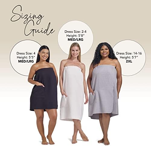 Boca Terry Waffle Bath Wrap for Women - Lightweight Adjustable