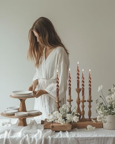 Brown Spiral Taper Candles 10 Inch Set of 4