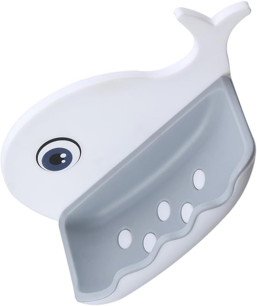 Modern Whale-Shaped Wall Soap Holder with Adhesive Base