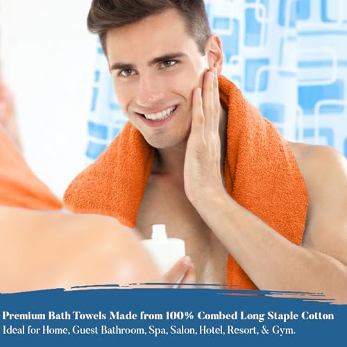 DAN RIVER 100 Cotton Bath Towels 27x54 4-Pack Orange