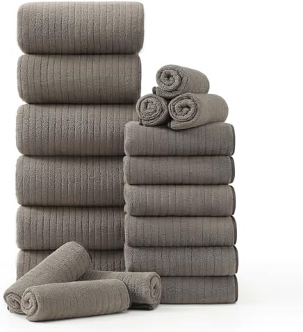 Hailea 18-Piece Family Bath Towel Set - Brown