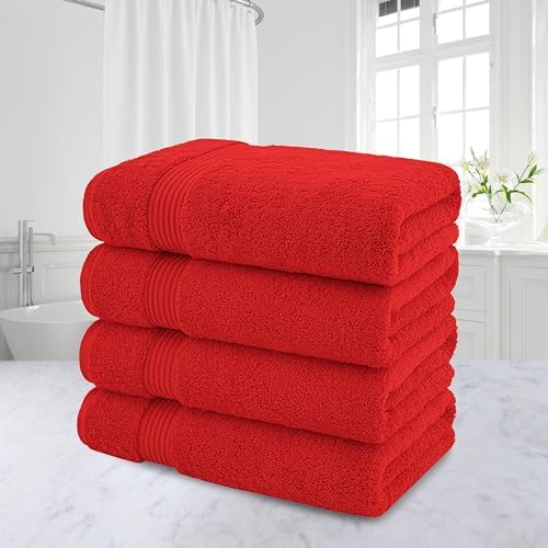 American Veteran 4 Pack Turkish Bath Towels Red