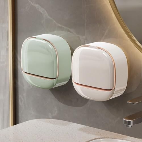 Wall-Mounted Soap Holder with Drain Tray - White 1