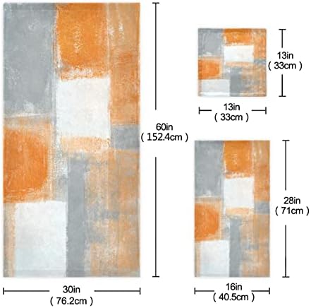 PATINISA Orange Grey Bath Towel Set of 3 1