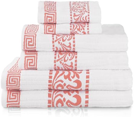 Superior 6-Piece Cotton Towel Set with Greek Pattern