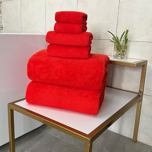 YTYC Oversized Bath Towels Set of 6 Red