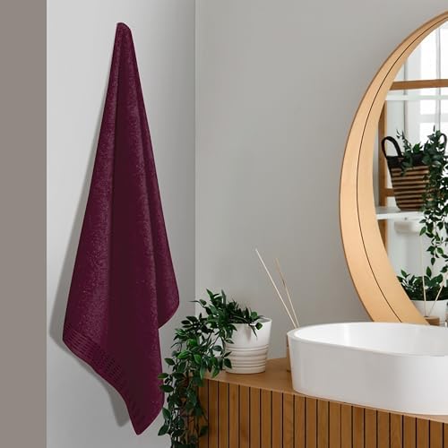 MALLONI HOME Cotton Bath Towel Set 28x55 Inches Burgundy