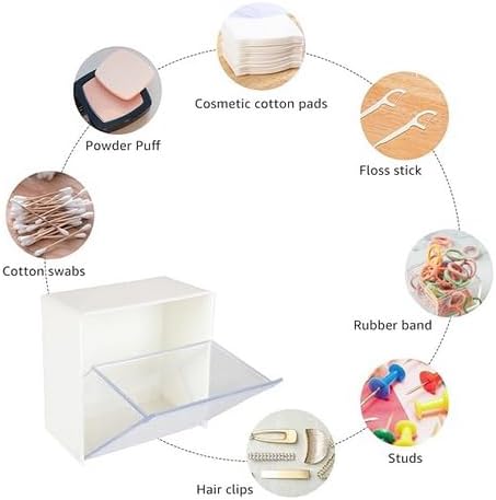 Waterproof Cotton Swab Holder Box with Flip Lid Wall Mounted Organizer